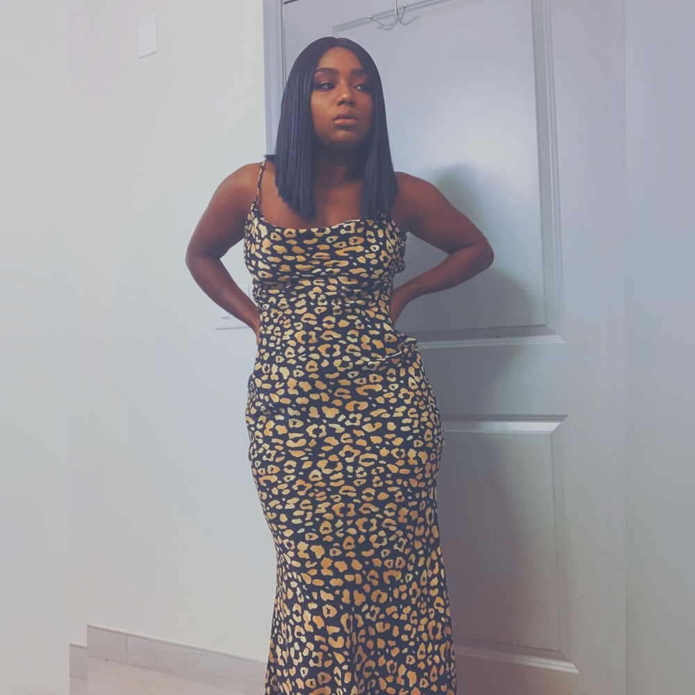 Leopard print slip mermaid dress
